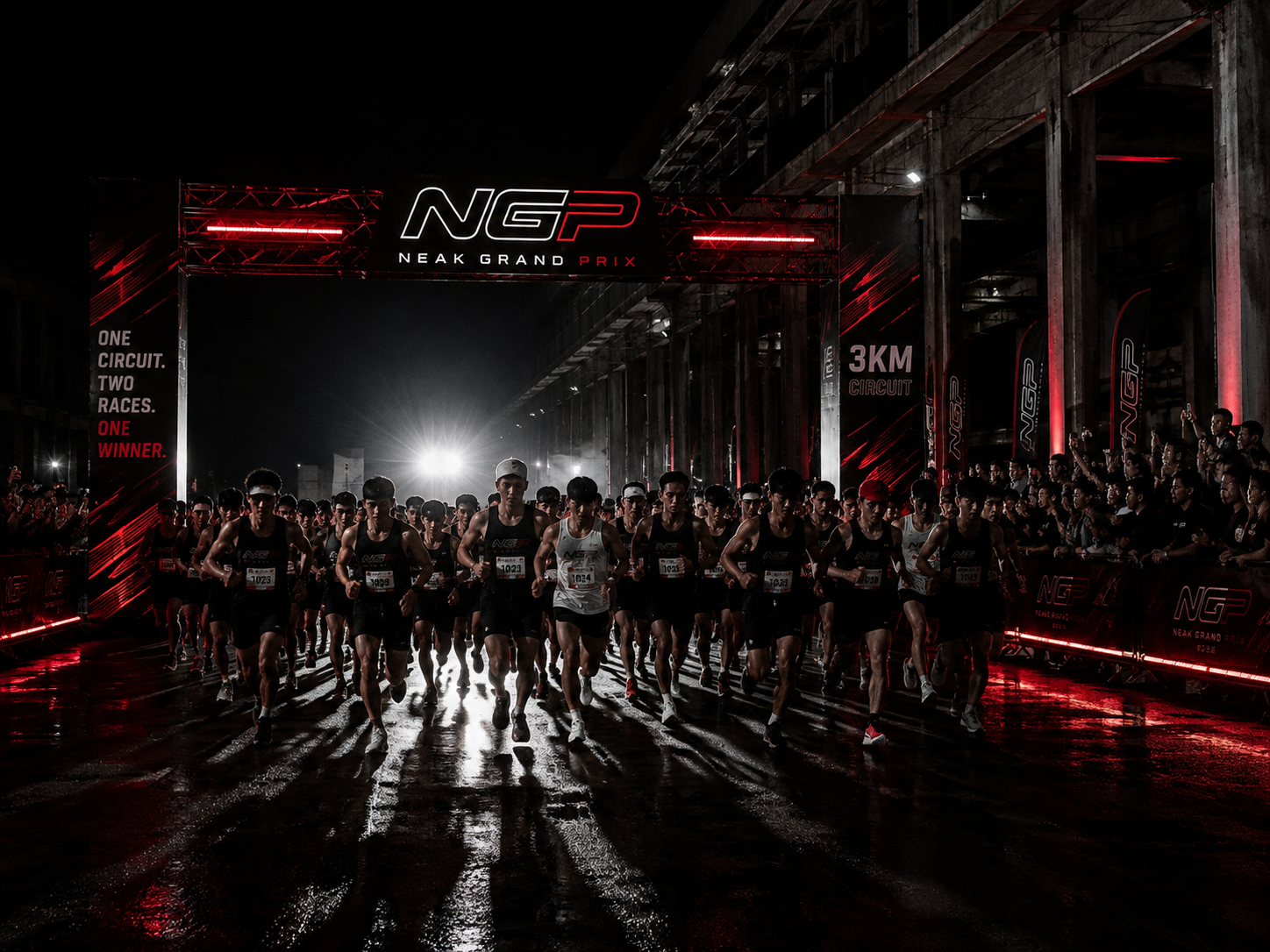 Runners competing on the NEAK Grand Prix night circuit