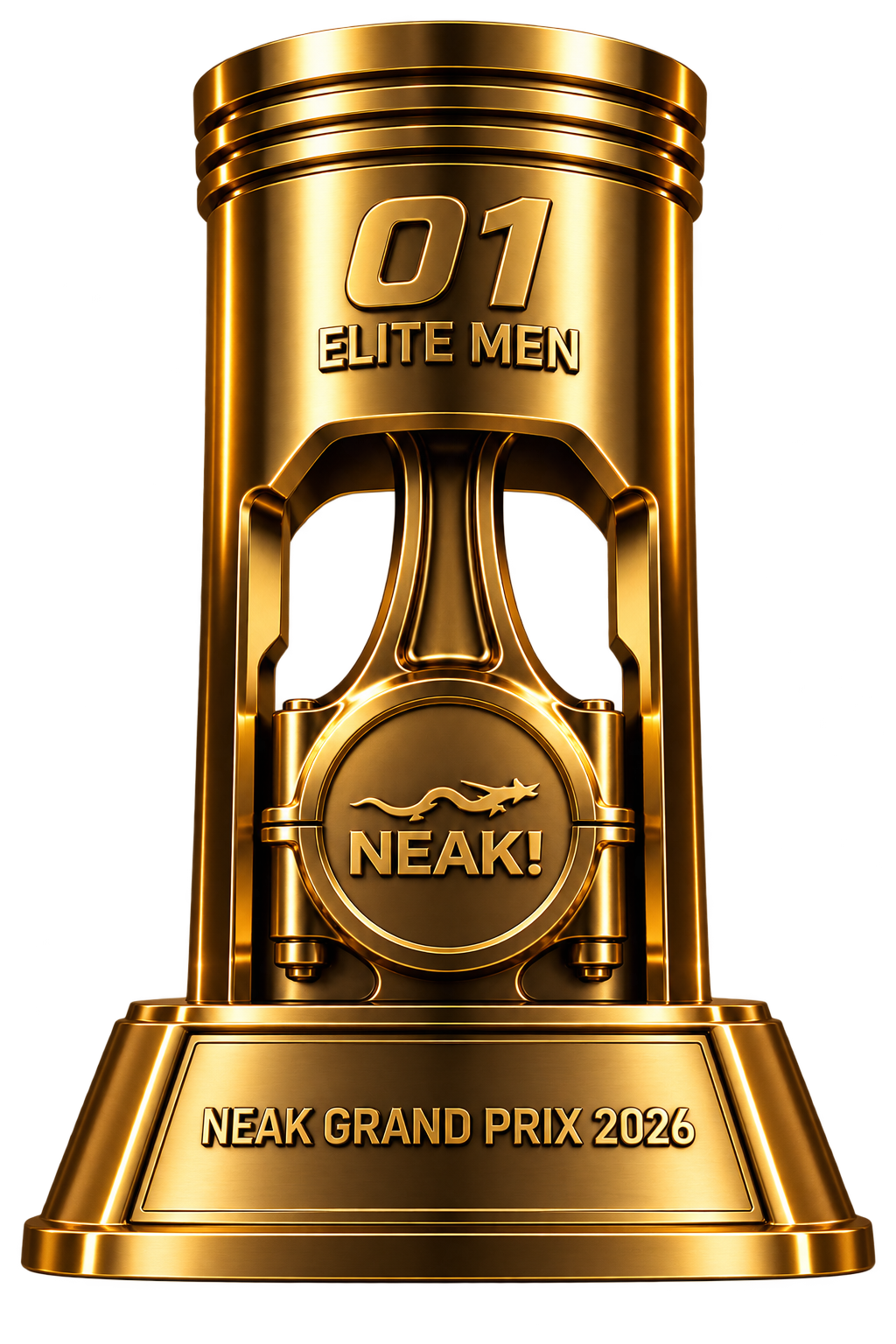 Front of the NEAK Grand Prix podium champion trophy