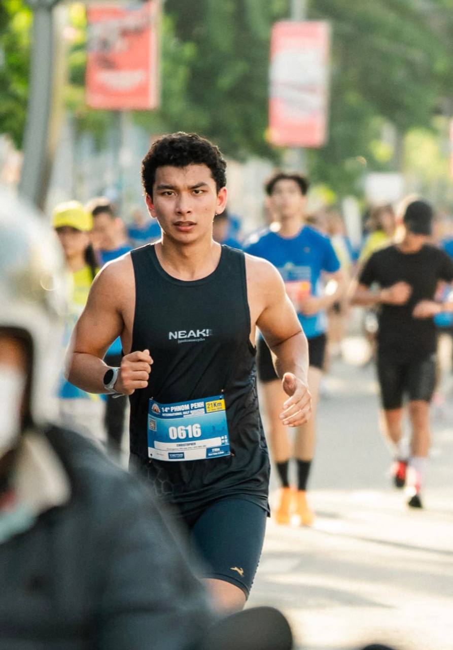 Christopher Chea racing the Phnom Penh Half Marathon