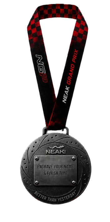 Back of the NEAK Grand Prix finisher medal with engraving plate